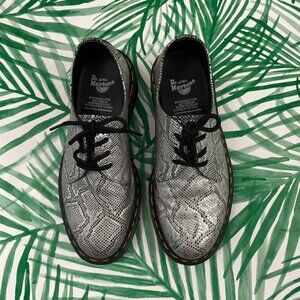 Dr Martens 1461 Met Oxford Lace Up Shoes Silver Metallic Snake Size 7